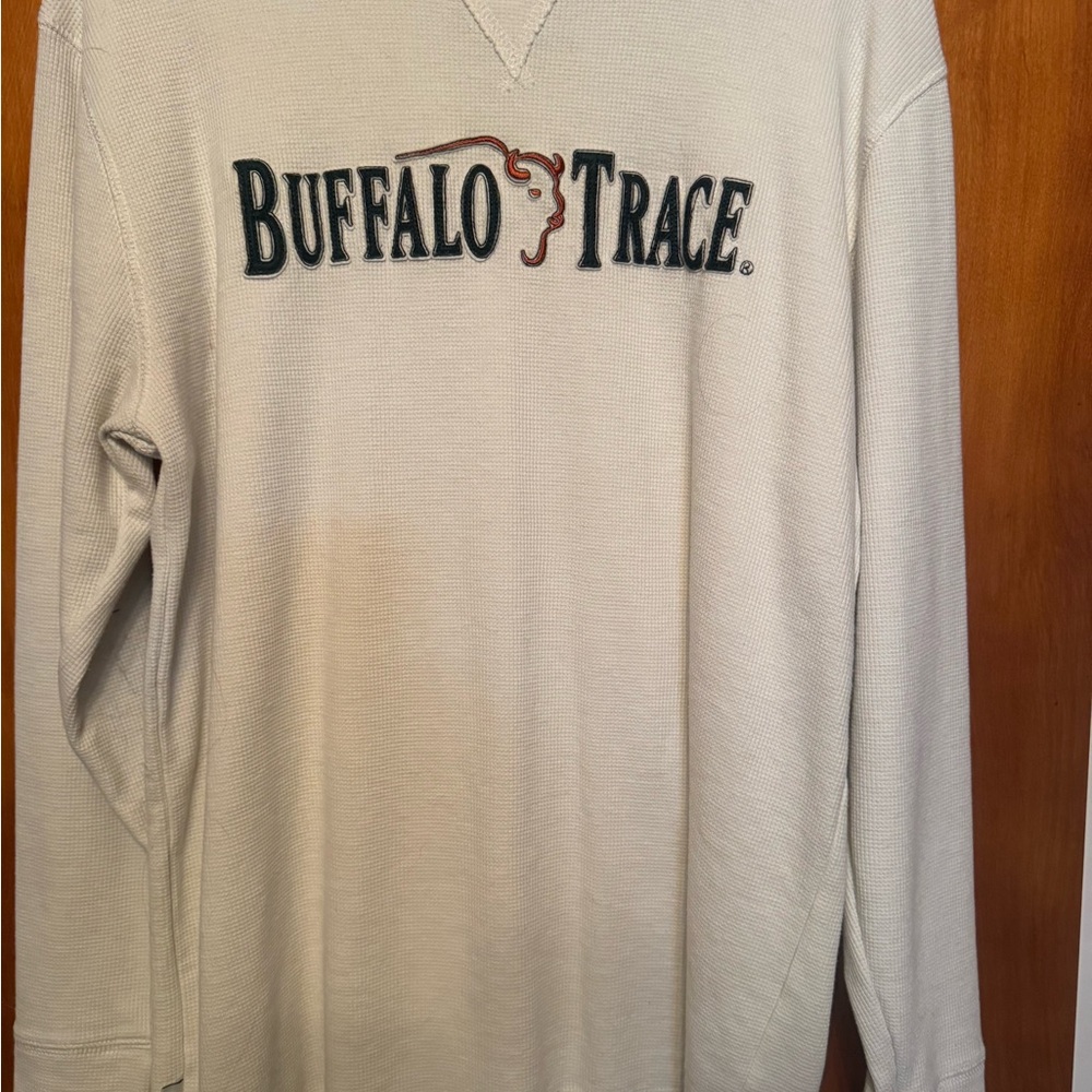 Buffalo Trace Men's Cream Waffle Long Sleeved Shirt Large